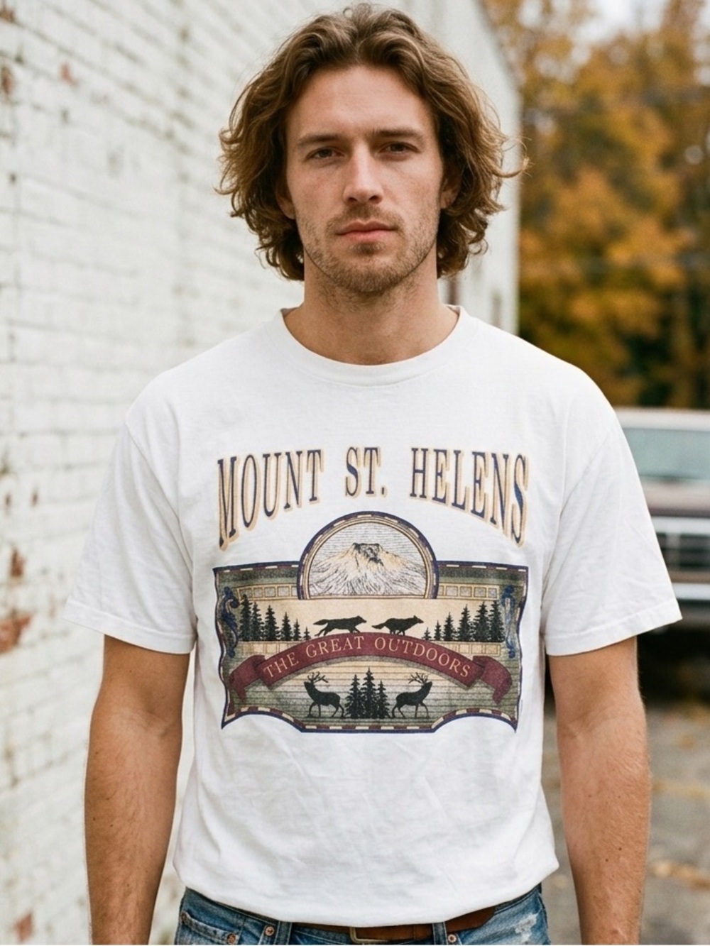 Vintage Mount St. Helens The Great Outdoors T-Shirt L/XL Nature USA FLAWS